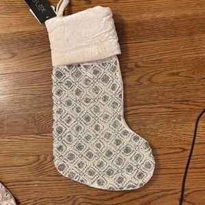Rachel Zoe Embellished Cream and Silver Holiday Stocking